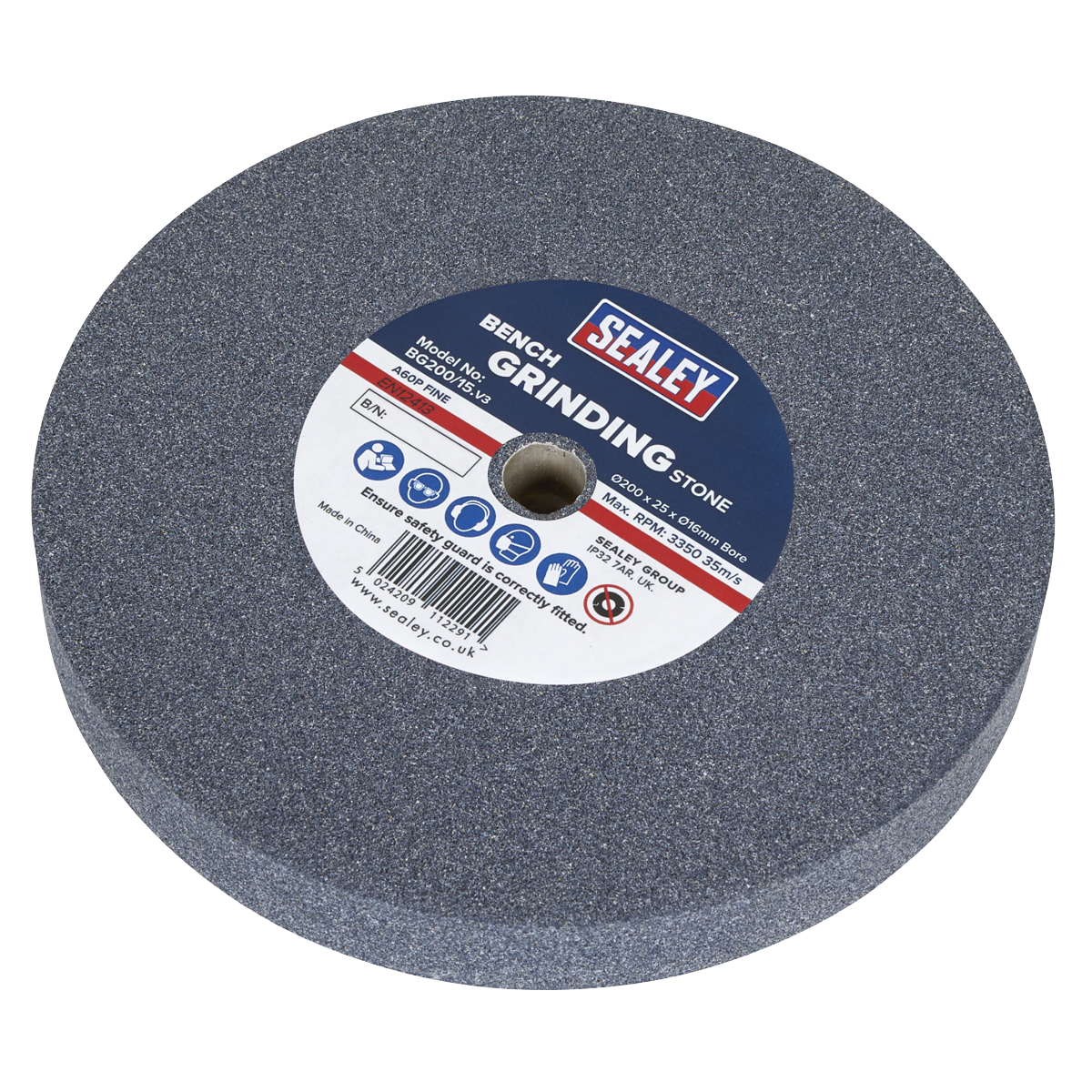 Sealey Ø200 A60P Fine Grinding Stone For Bench Grinder Aluminium Oxide BG200/15