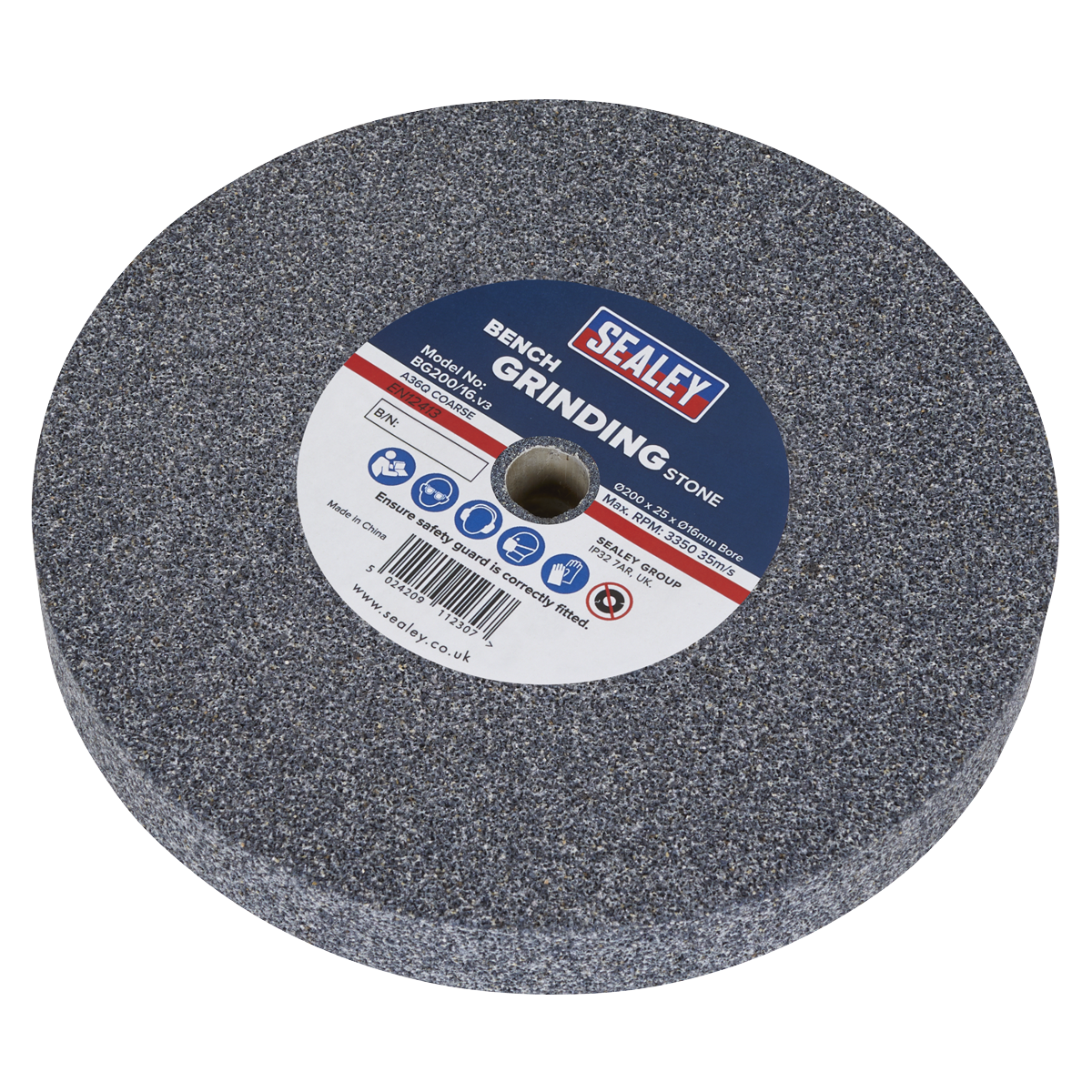 Sealey Ø200mm A36Q Coarse Grinding Stone Aluminium Oxide - Grey BG200/16