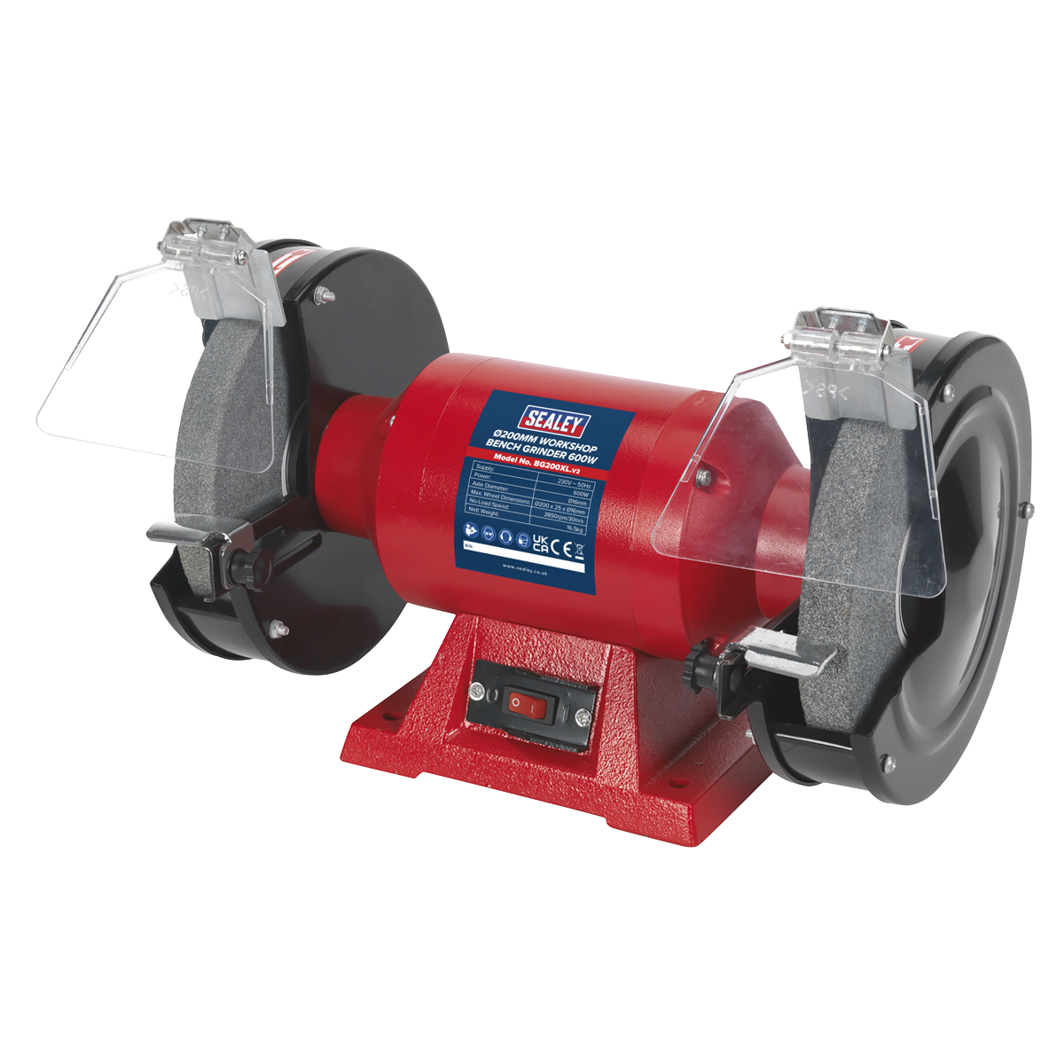 Sealey 230V Workshop Bench Grinder Eye Shields Included 200mm 560W BG200XL