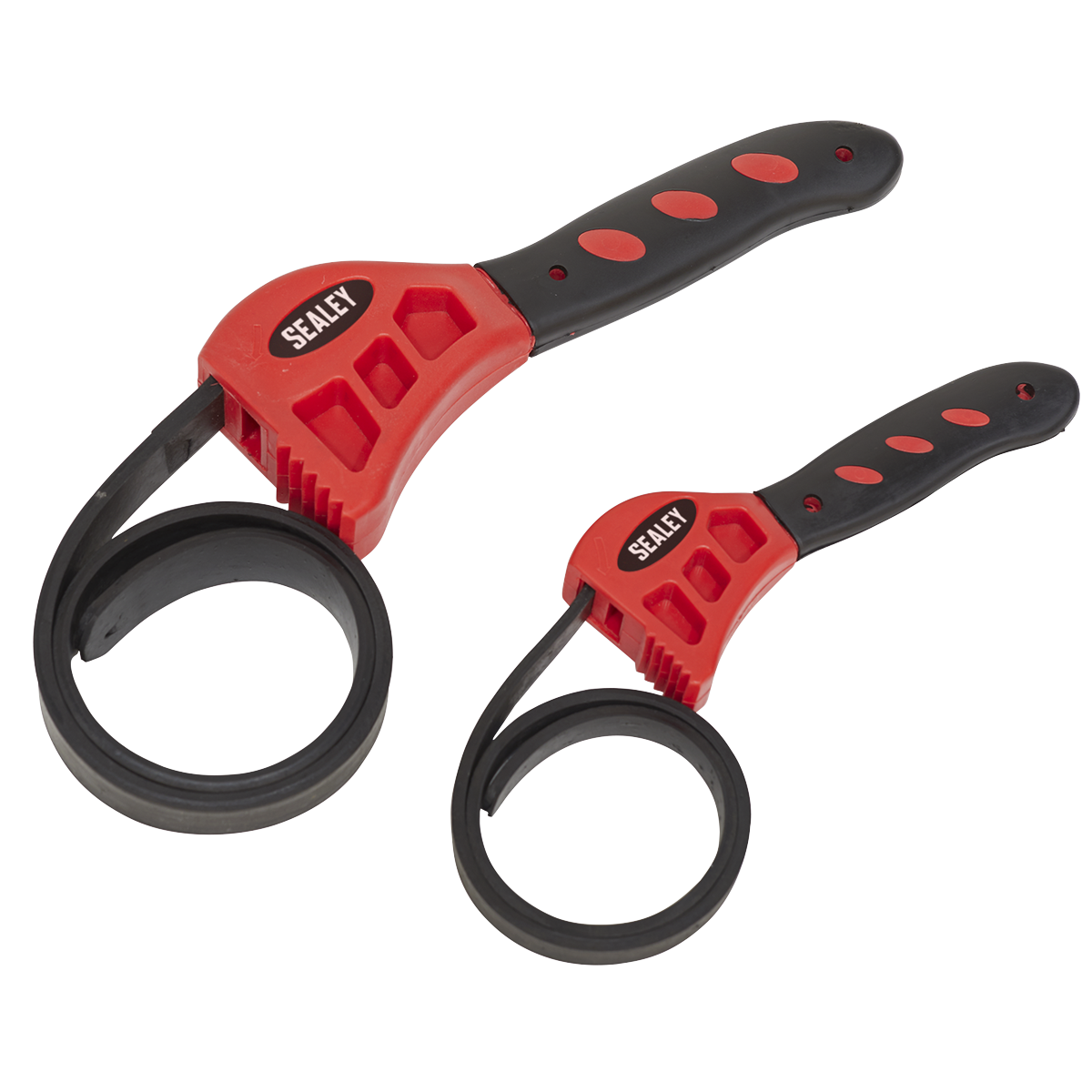 Sealey Strap Wrench Set With Soft Grip Handle Ø120 Ø150mm 2 Pieces AK6408