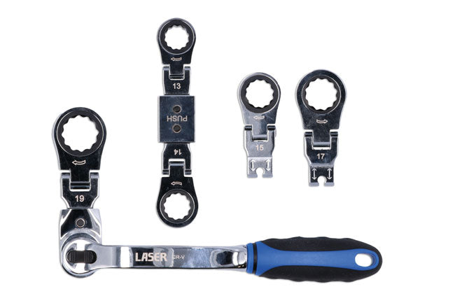 LASER 7863 7Pcs Ratchet Double Ring Spanner Set Chrome Vanadium Steel 72 Teeth