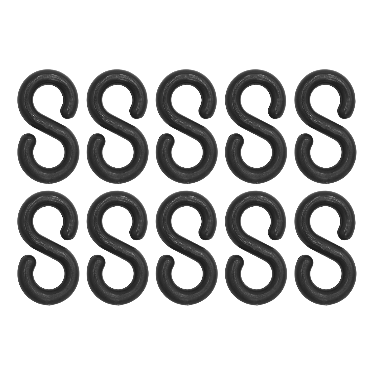 Sealey Plastic Chain S-Hook For BYC25M 10 Pcs Black For Safety Chain & Post Kit