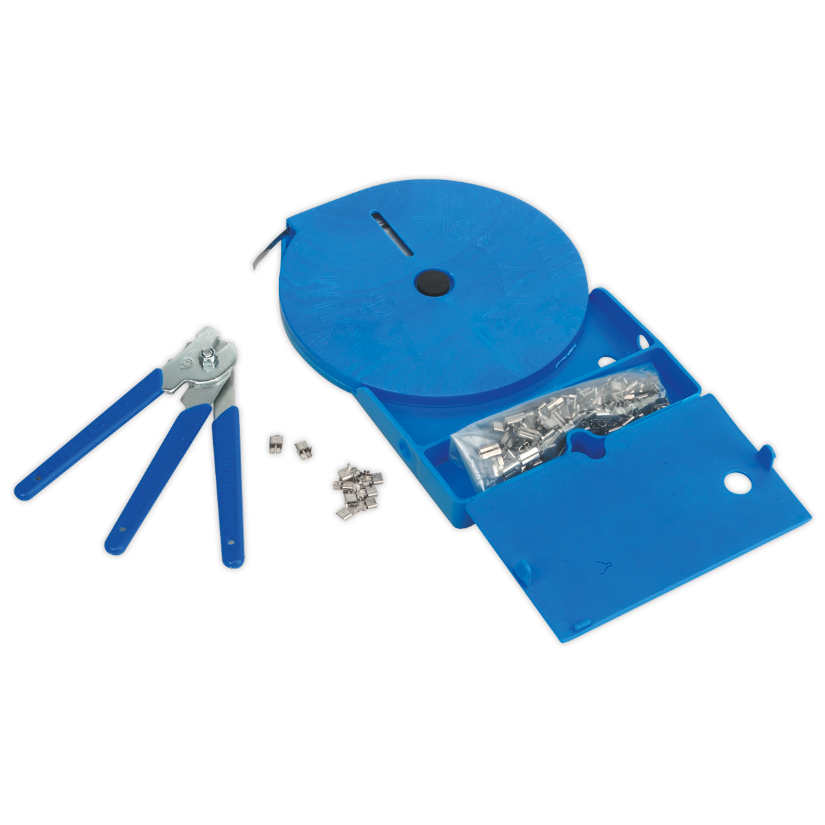 Sealey CVJ Boot Universal Clamp Kit + Dispenser Case & 56m Banding - Blue BSL102