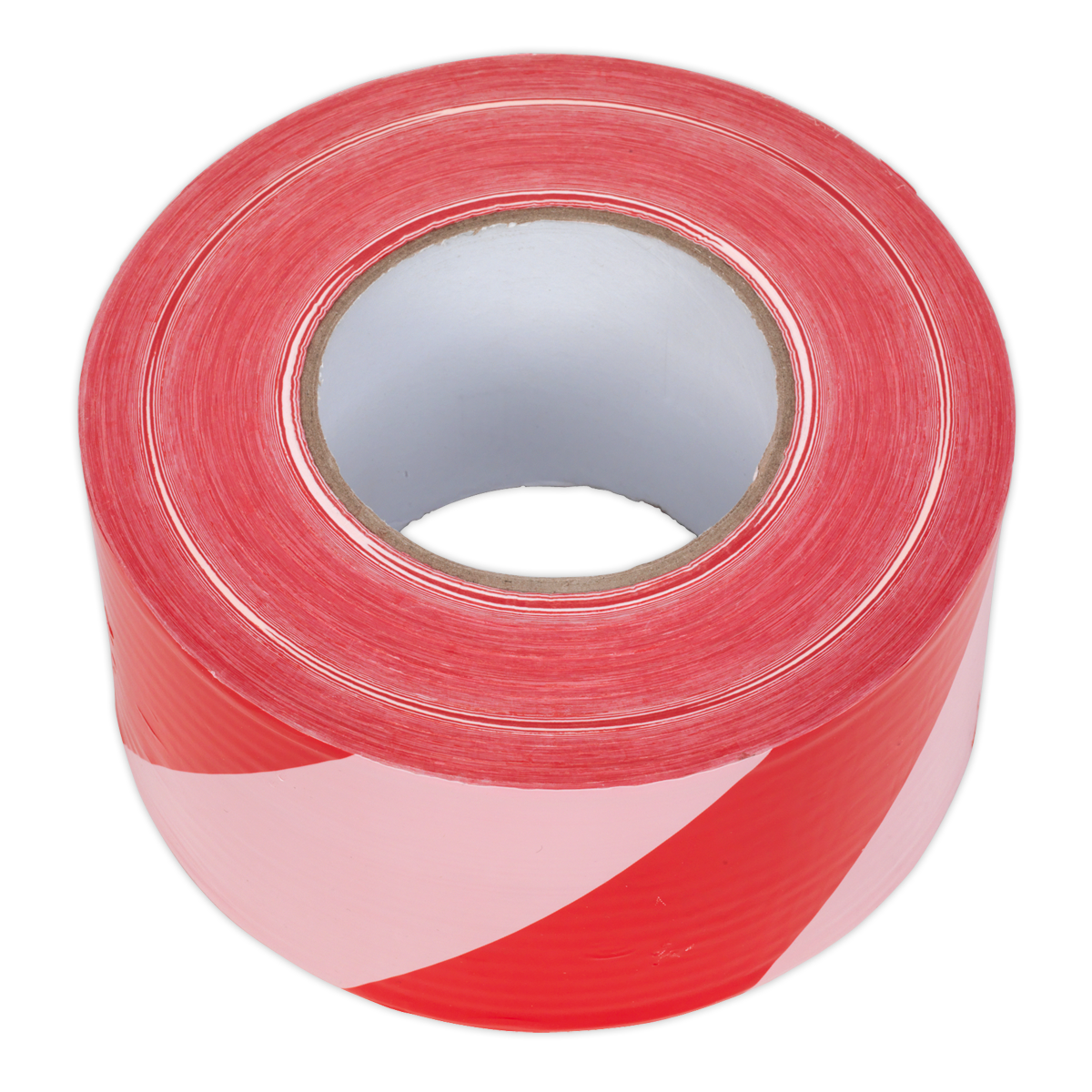 Sealey Hazard Warning Barrier Tape 80mm x 100m Red White Non Adhesive BTRW