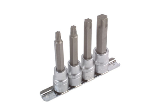 LASER 2379 4Pcs Screwdriver Torx Star Socket Bit Set 100mm 1/2" Drive Steel