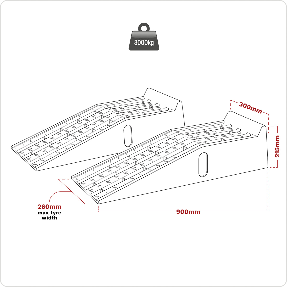 Sealey 2x Car Ramps 1.5 Tonne Capacity/Ramp 3 Tonne Capacity/Pair CAR3000C