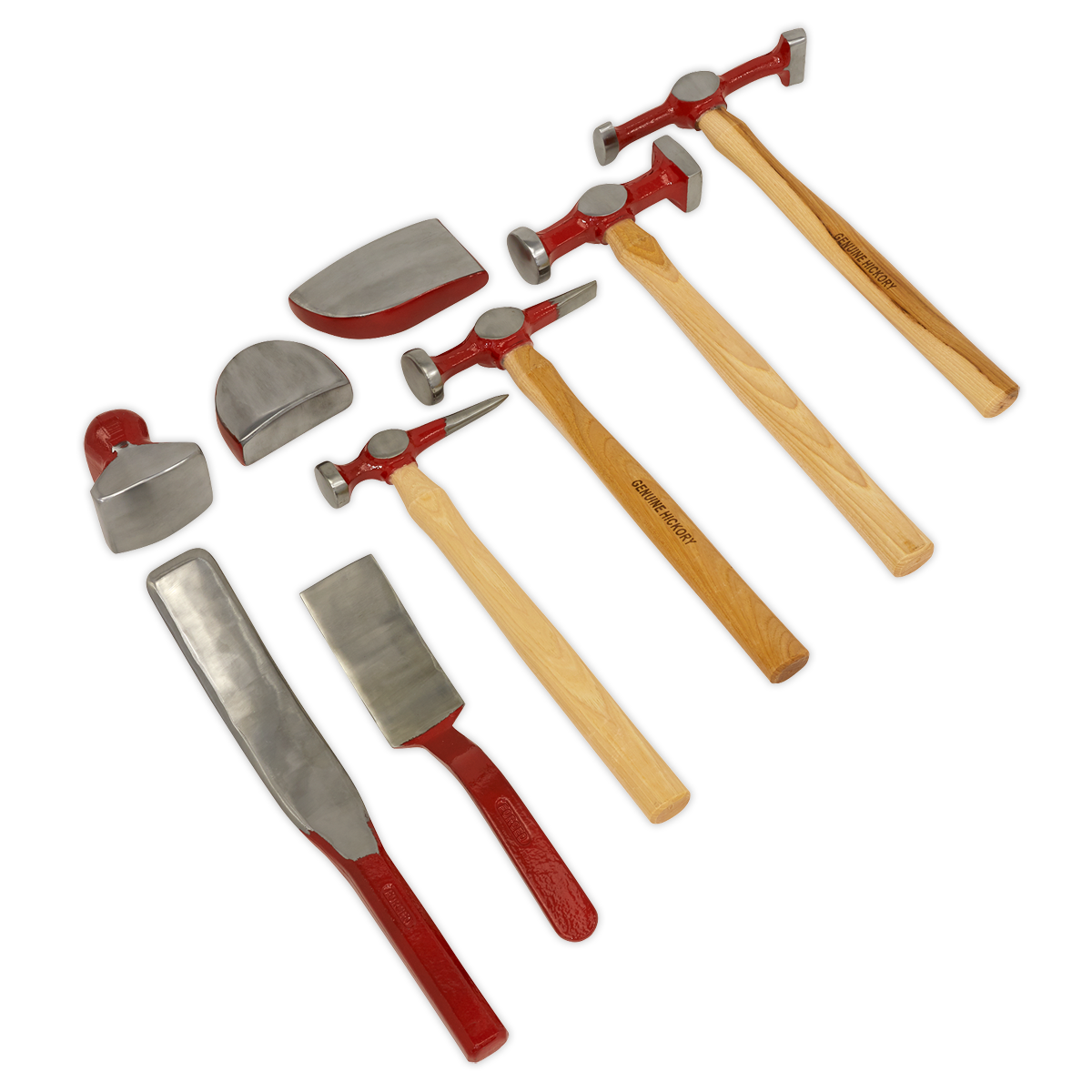 Sealey Panel Beating Set With Drop-Forged Steel Dollies & Spoons 9pc CB58