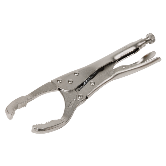 Sealey 45-130mm Oil Filter Locking Pliers Angled Chrome Vanadium AK6423