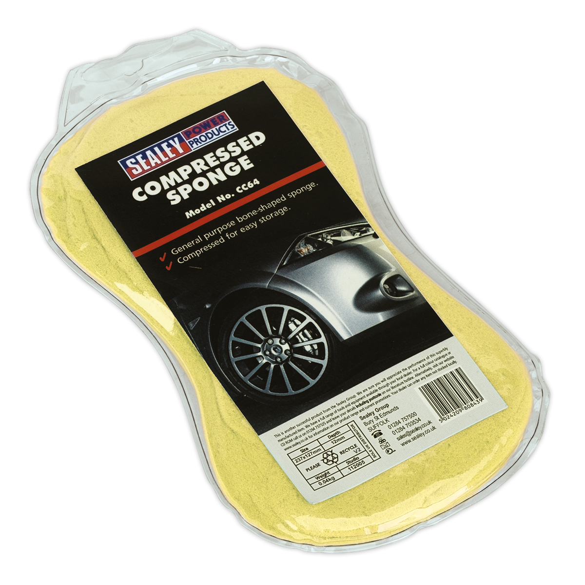 Sealey Compressed Sponge For Car Polishing Detailing Cleaning Multi Purpose CC64