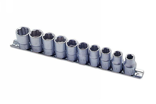 LASER 2384 Pozitiv-Lock Socket Wrench Set 1/2" Drive Chrome Van Steel 10-Piece