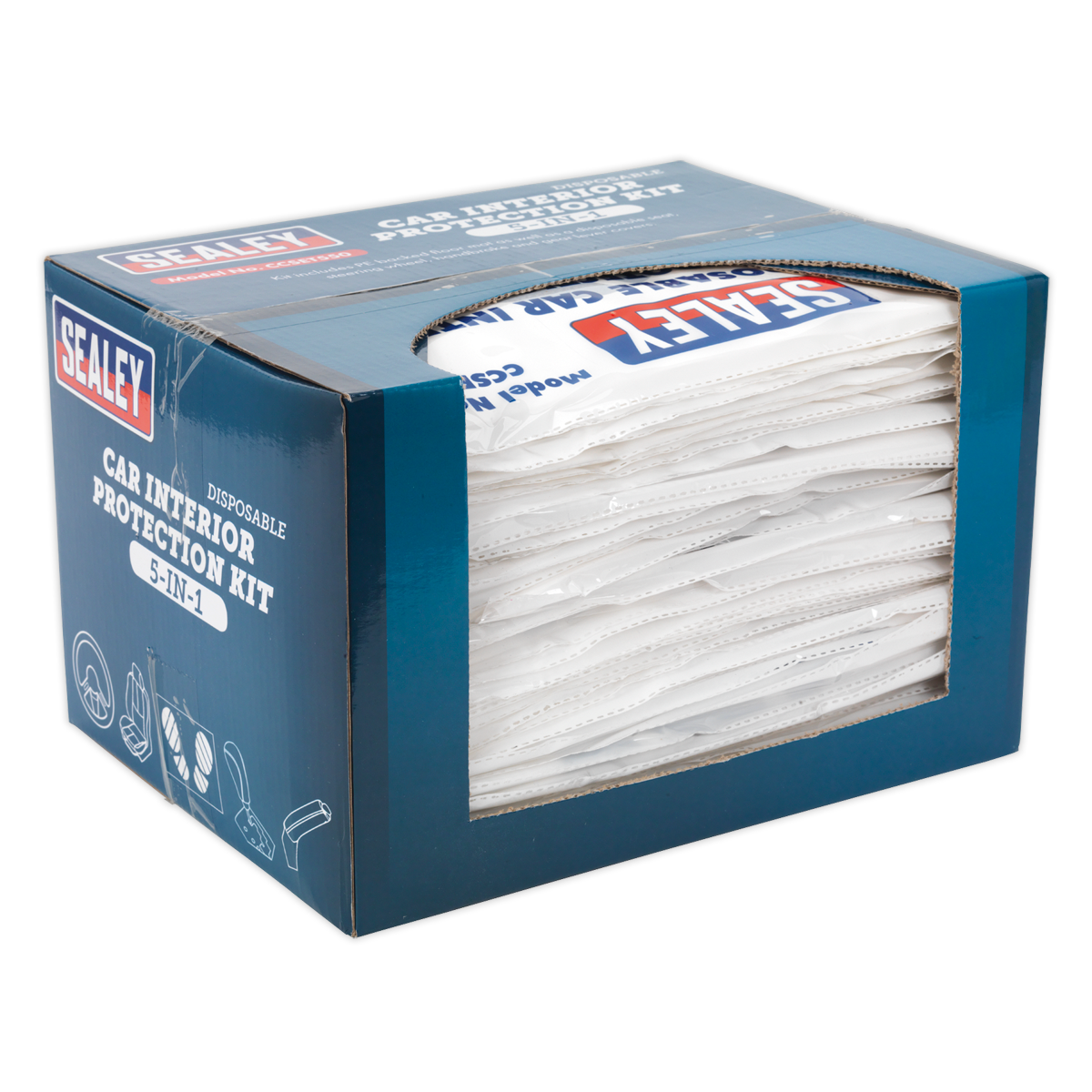 Sealey 5-In-1 Disposable Car Interior Protection Kit Box of 50 Pieces CCSET550