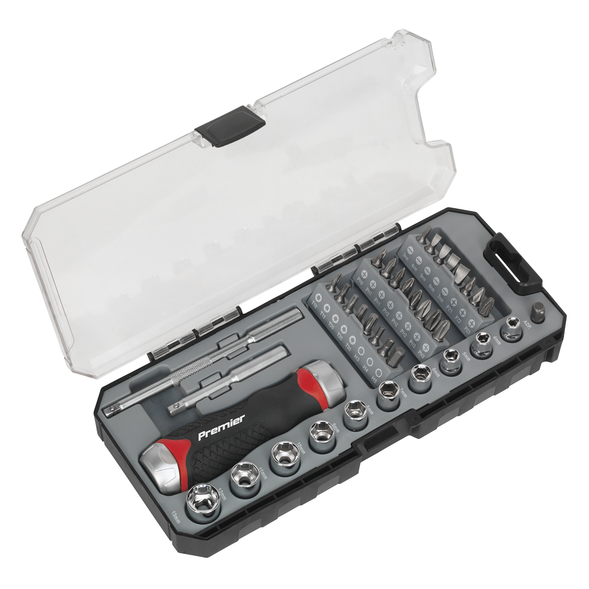 Sealey Fine Tooth Ratchet Screwdriver & Accessory Set 38 Pieces AK64905