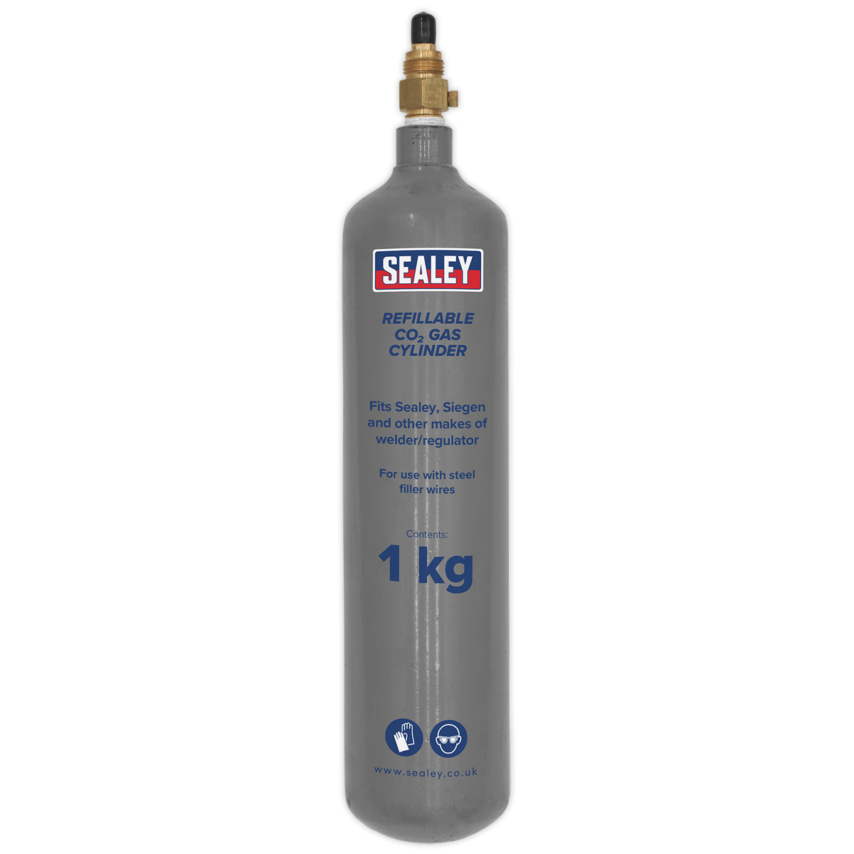 Sealey Gas Cylinder Refillable Carbon Dioxide 1kg For Sealey MIG Welders CO2/1KG