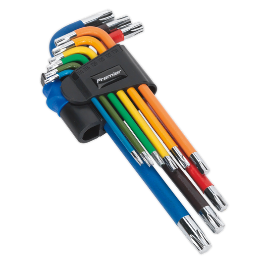 Sealey TRX-Star Key Set 9 Pieces Colour-Coded Long T10-T50 65-175mm AK7193