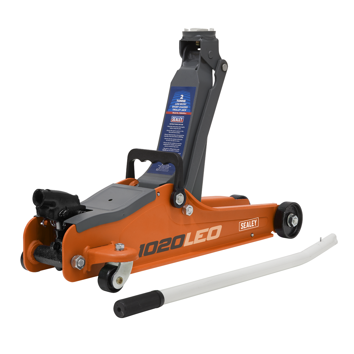 Sealey 2 Tonne Low Profile Short Chassis Trolley Jack Orange 385mm 1020LEO