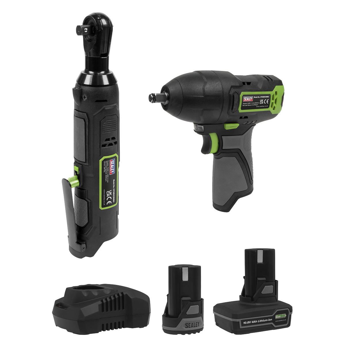Sealey SV10.8 Series 2x 10.8V Impact Wrench & Ratchet Wrench Kit - 2 Batteries