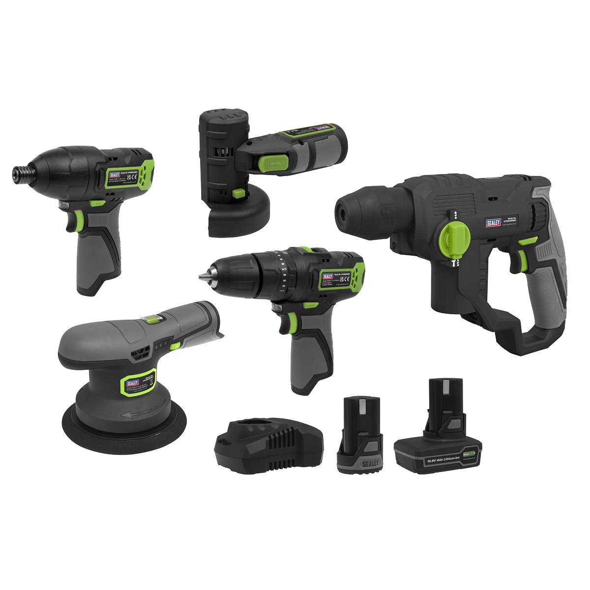 Sealey SV10.8 Series 5x 10.8V Cordless Combo Kit - 2 Batteries CP108VCOMBO7EU