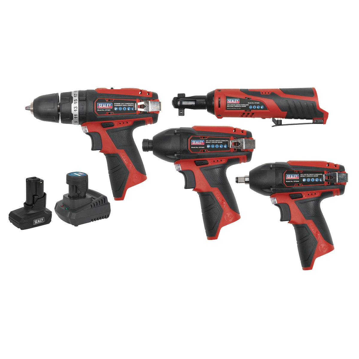 Sealey 4 x 12V SV12 Series Cordless Power Tool Combo Lightweight Kit CP1200COMBO