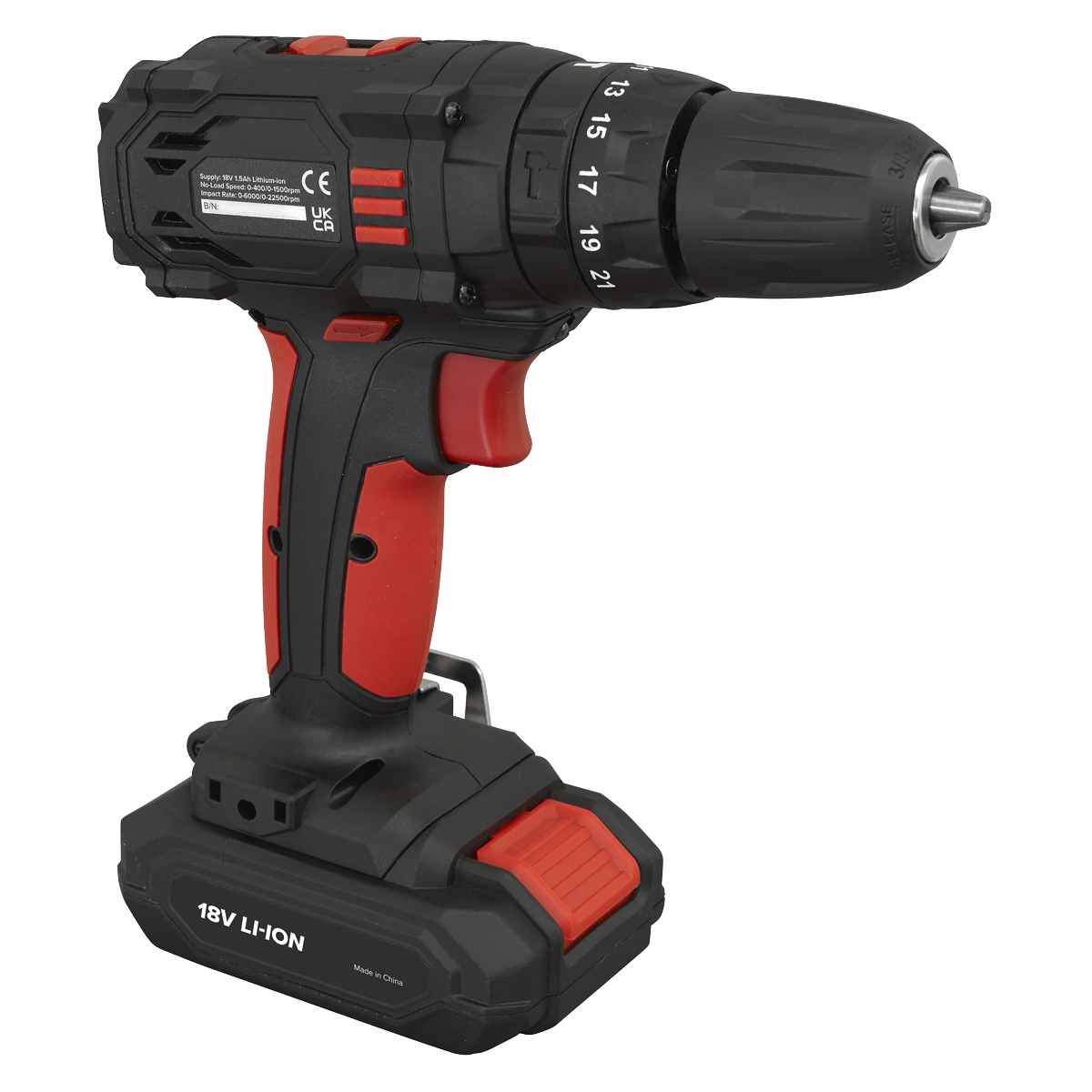 Sealey 18V 1.5Ah Ø10mm Cordless Combi Drill With LED Worklight 31Nm CP18VLD