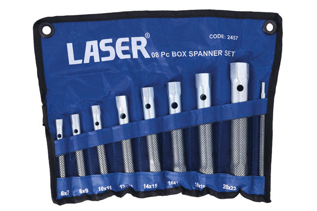LASER 2457 Metric Tubular Box Wrench Set 8 Pieces With Sliding Lever Bar