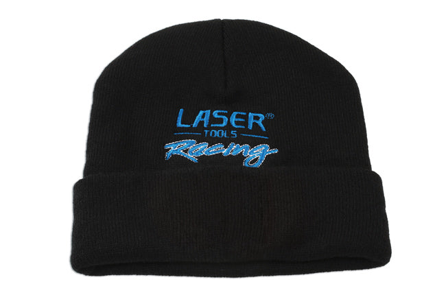 LASER 7905 Racing Beanie Hat 100% Soft Acrylic One Size Winter Cap Black