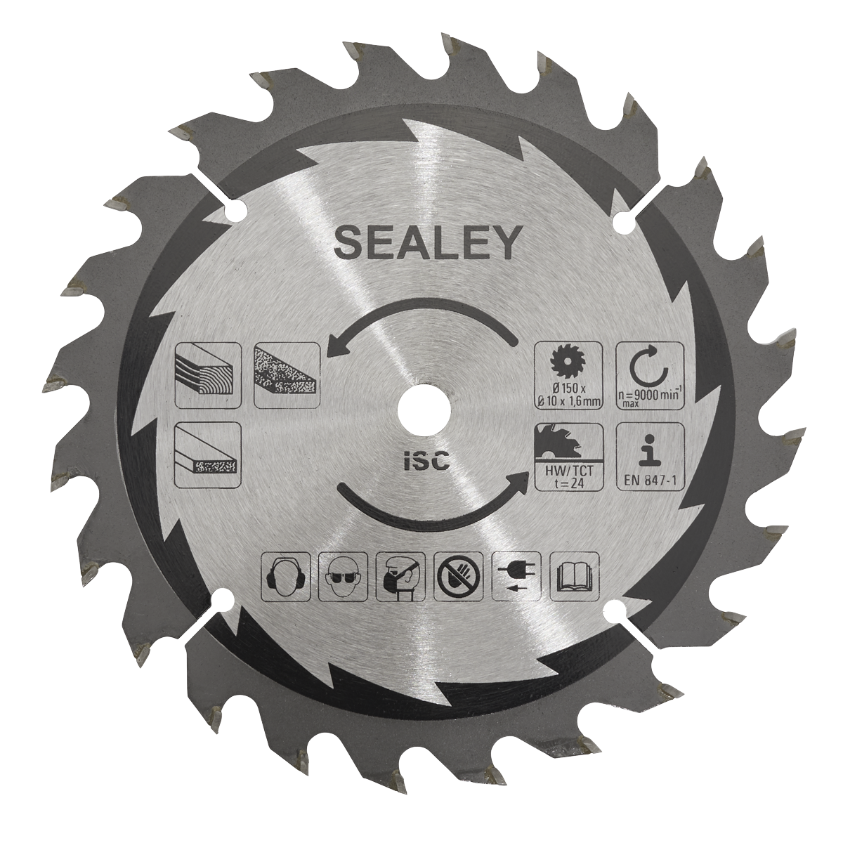 Sealey Cut-Off Saw Blade Hardened Steel Teeth Ø150 x 1.6mm/10mm 24TPU CP20VCS.03