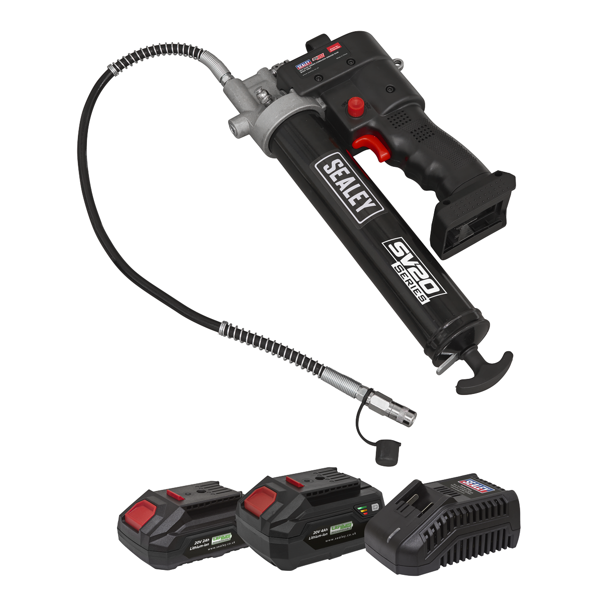 Sealey 20V SV20 Series Grease Gun Kit Professional - 2 Batteries CP20VGRGKIT