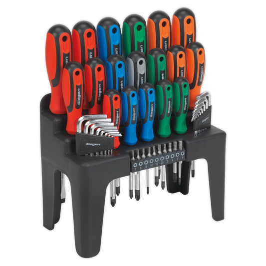 Sealey Screwdriver Hex Key & Bit Set 44 Pcs Slotted Philips Pozi TRX-Star S01090