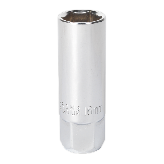Sealey Spark Plug Socket Chrome Plated 16mm 3/8" Square Drive Magnetic AK654