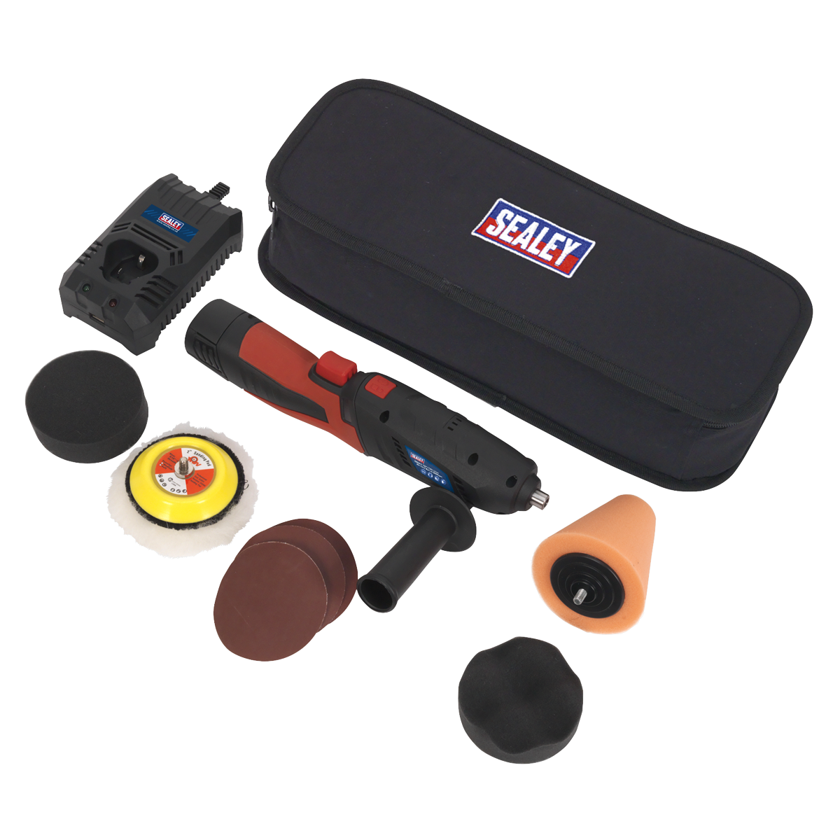Sealey 10.8V 1.5Ah Mini Sander/Polisher Kit With Soft Grip Handle CP2812V