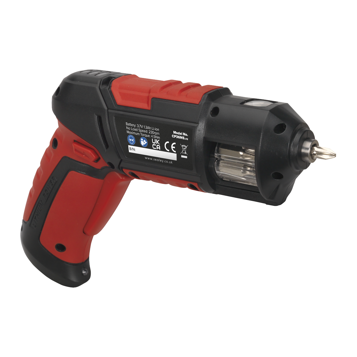 Sealey 3.7V 1.3Ah Li-Ion USB Screwdriver Cordless Quick Select 14 Pieces CP36MS