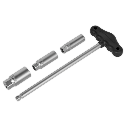 Sealey T-Bar & Rubber Insert Spark Plug Socket Set 4pc 3/8" Square Drive AK6550