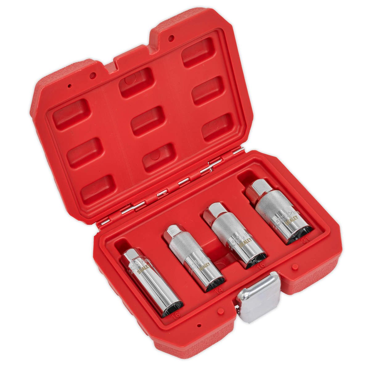 Sealey Spark Plug Socket Set 4Pc 3/8" Square Drive Chrome Vanadium Steel AK6556