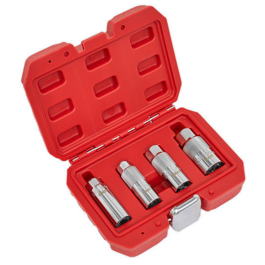 Sealey Spark Plug Socket Set 4Pc 3/8" Square Drive Chrome Vanadium Steel AK6556