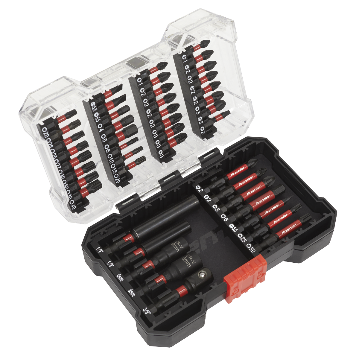Sealey Power Tool Bit Set 44 Pieces Impact Grade 1/4" Hex Forged S2 Steel AK8280