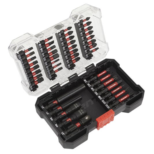 Sealey Power Tool Bit Set 44 Pieces Impact Grade 1/4" Hex Forged S2 Steel AK8280