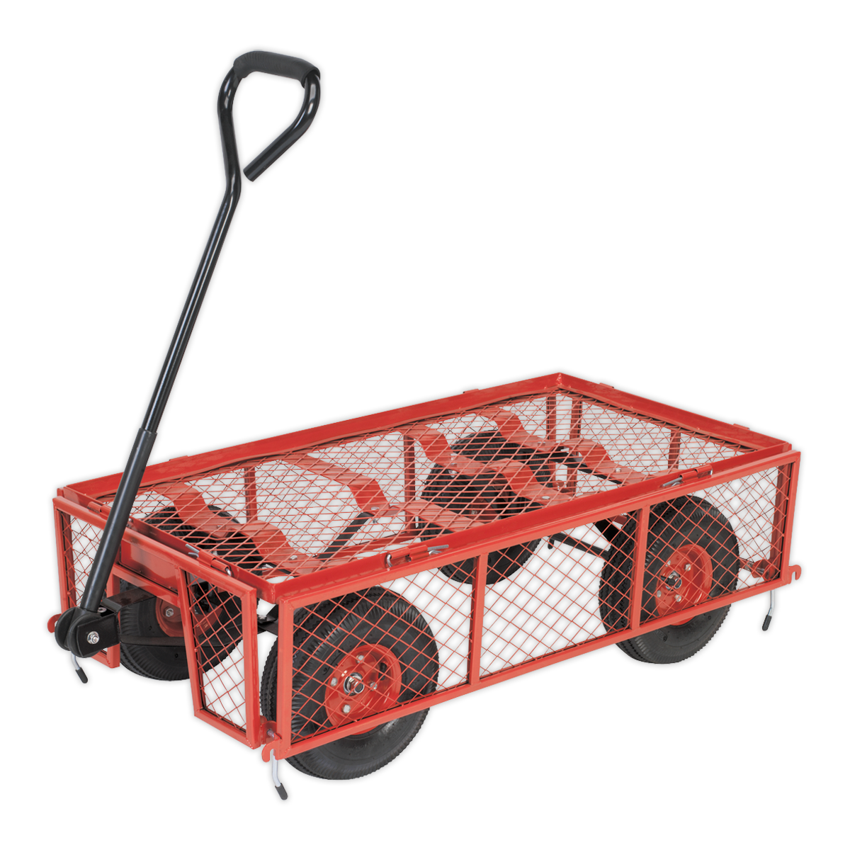 Sealey Platform Truck With Sides Pneumatic Tyres 200kg Capacity Red CST997