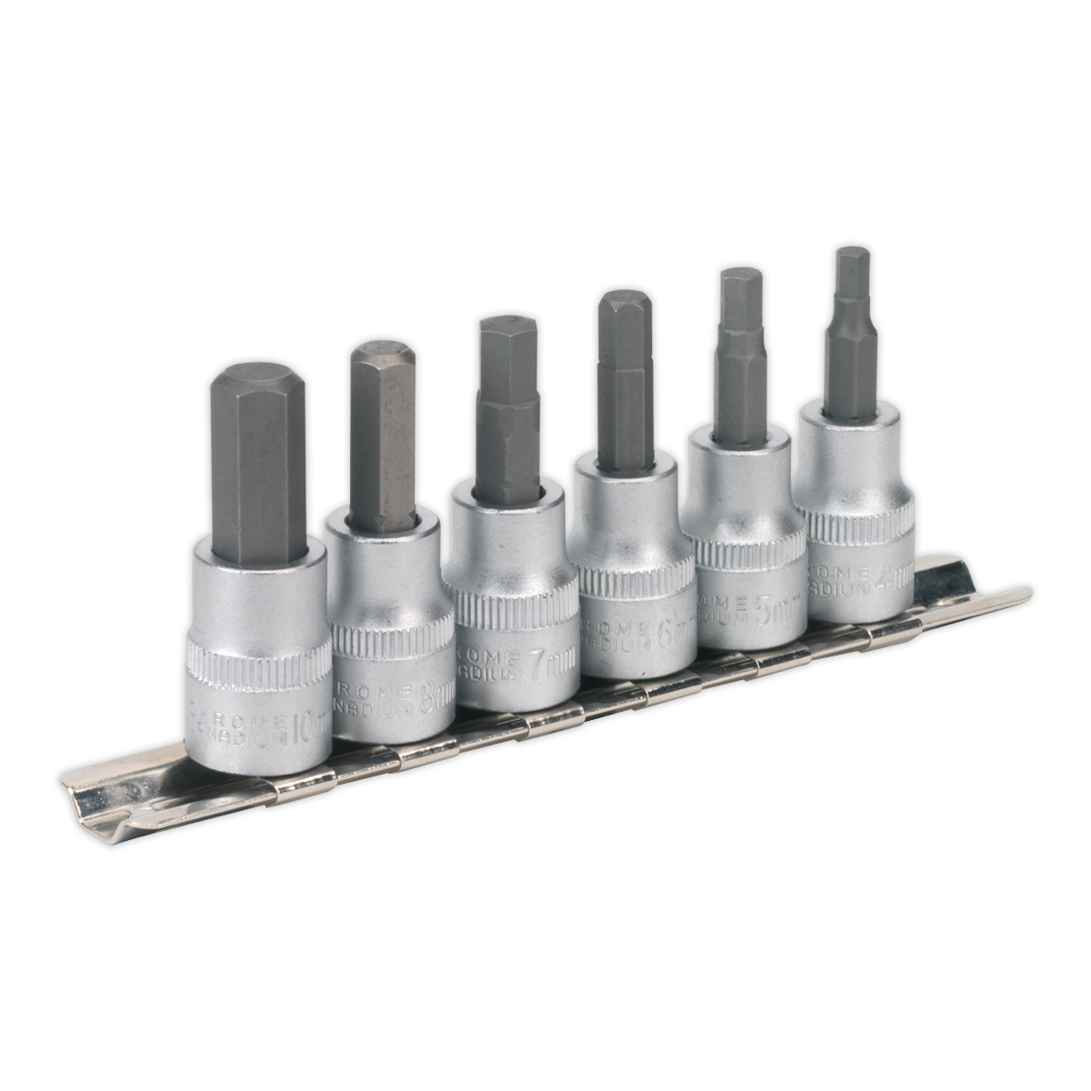 Sealey Hex Key Socket Set Chrome Plated 6 Pieces 3/8" Square Drive Metric AK656