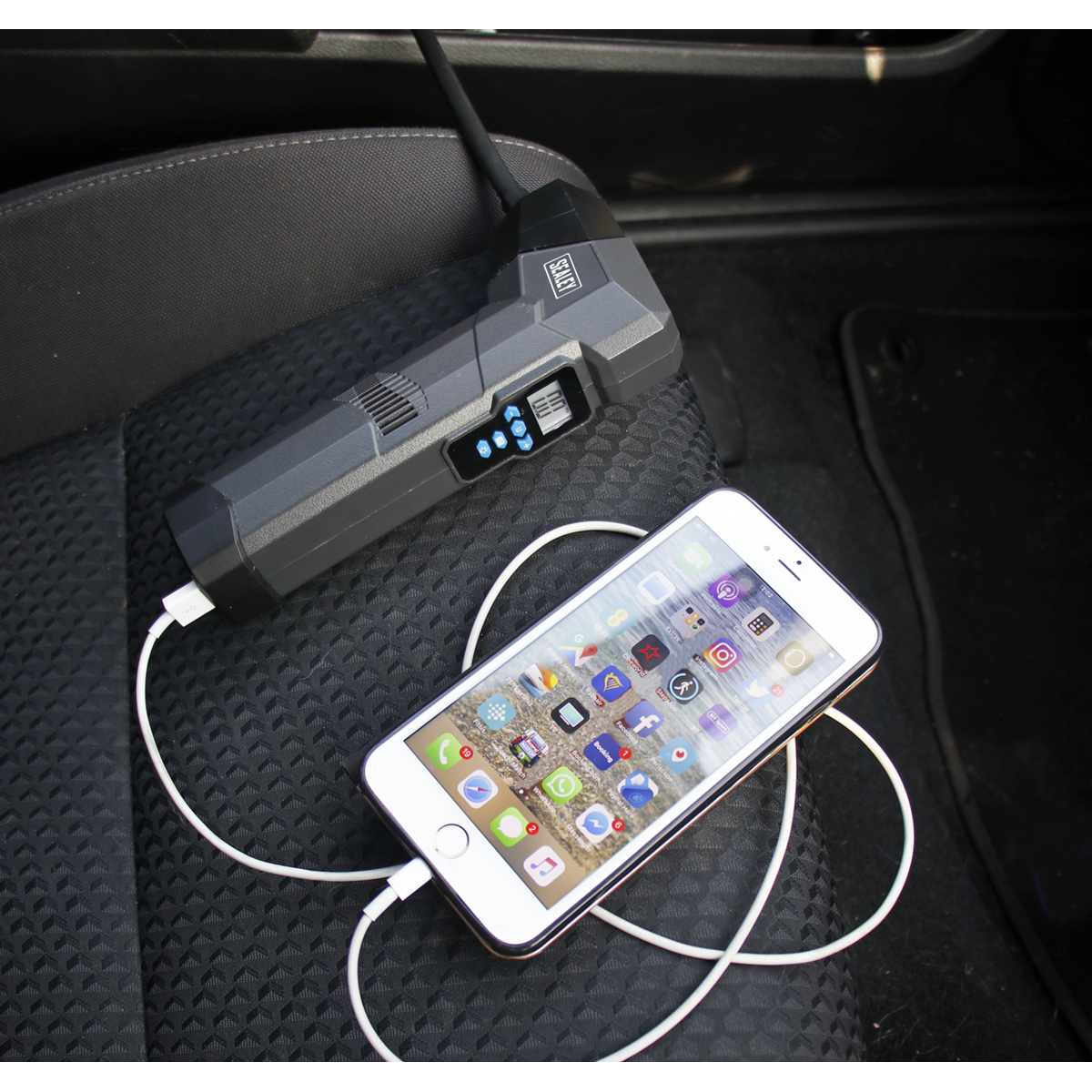 Sealey Compact Rechargeable Tyre Inflator & Powerbank With Worklight CTI120