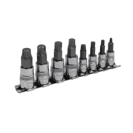 Sealey Hex Socket Bit Set Lock-On 8 Pcs 1/4" & 3/8" Square Drive Metric AK65600