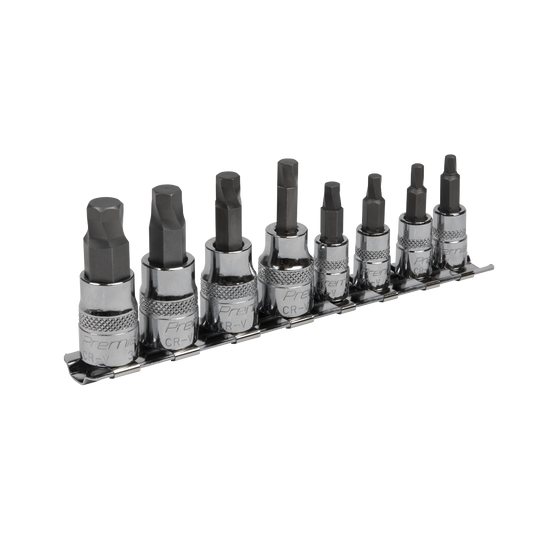 Sealey Hex Socket Bit Set Lock-On 8pc 1/4" & 3/8" Square Drive Imperial AK65602