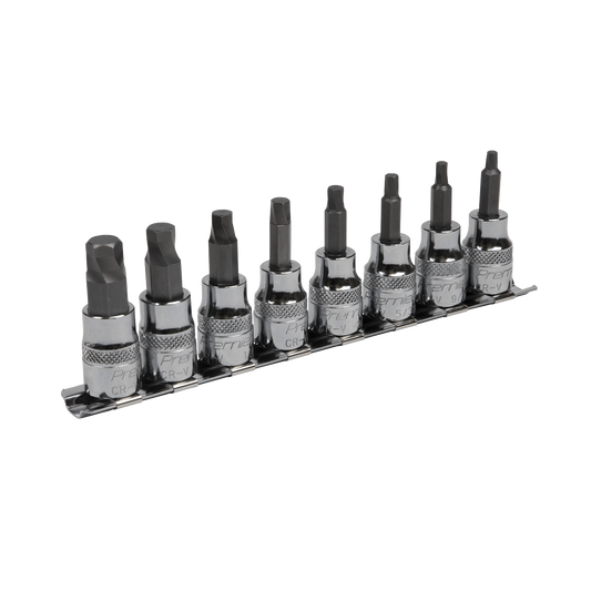Sealey Hex Socket Bit Set Lock-On 8 Pieces 3/8" Square Drive - Imperial AK65603