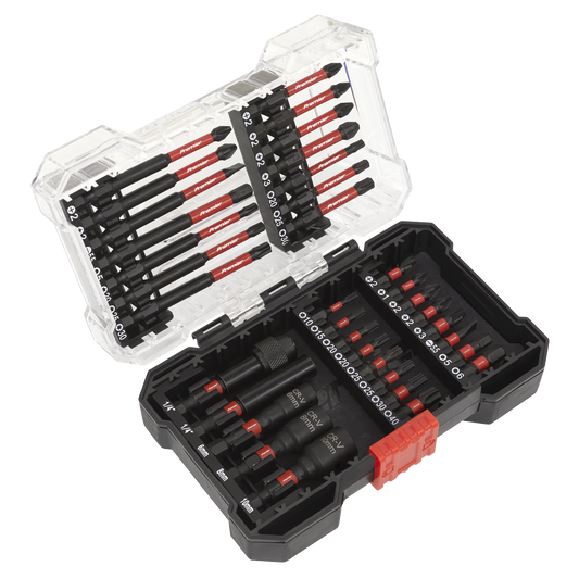 Sealey Power Tool Bit Set 35 Pieces Impact Grade 1/4" Hex Forged S2 Steel AK8283