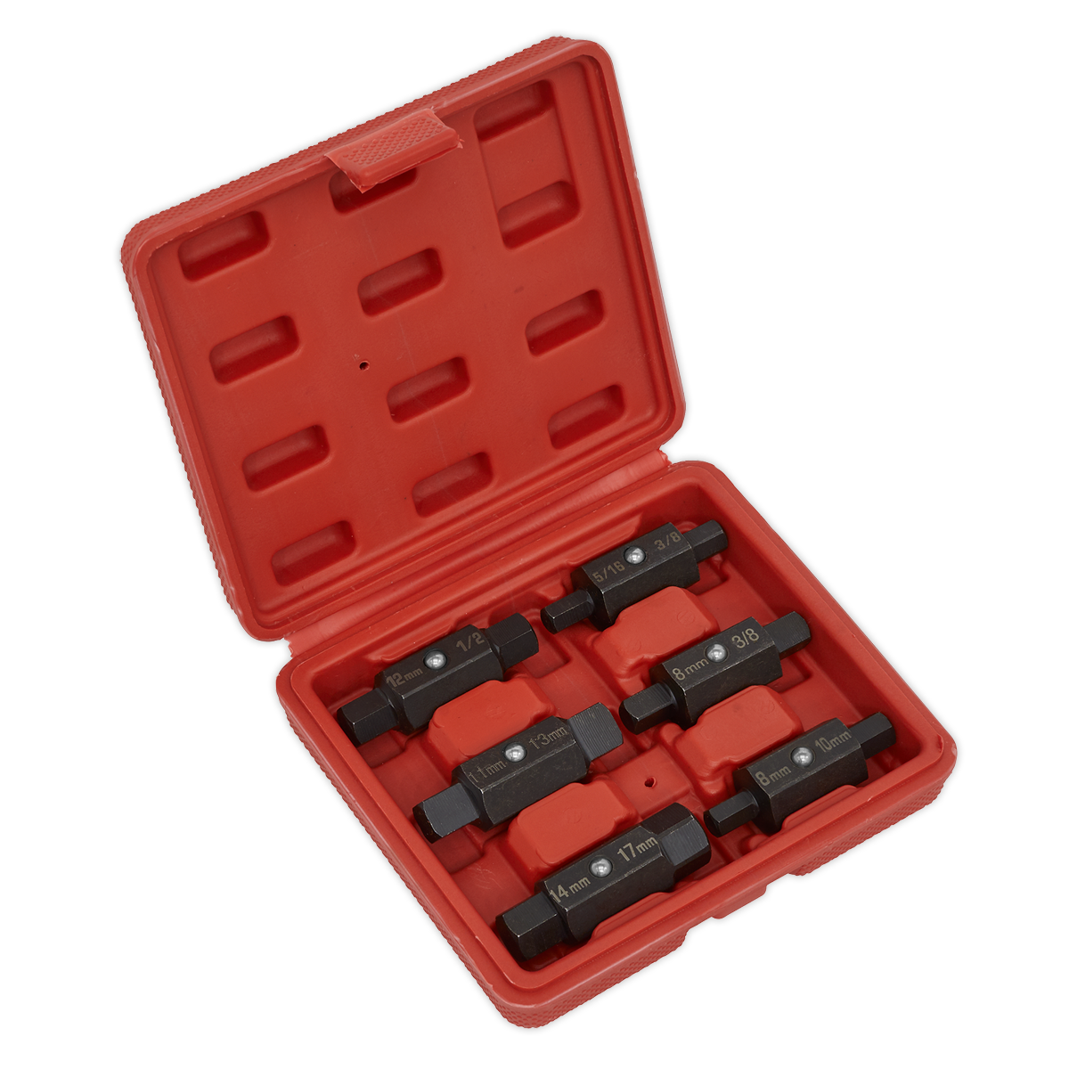 Sealey Oil Drain Plug Key Set 6 Pcs Double End Chemically Blackened Finish AK658