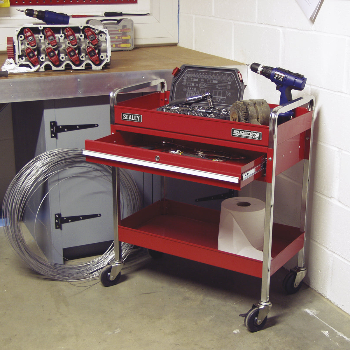 Sealey Trolley 2-Level Extra Heavy Duty With Lockable Drawer Tool Storage CX101D