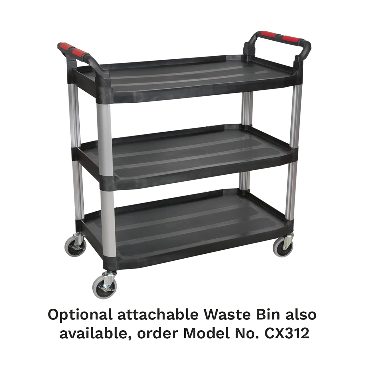 Sealey 3-Level Composite Workshop Trolley 40kg Capacity per Shelf CX310