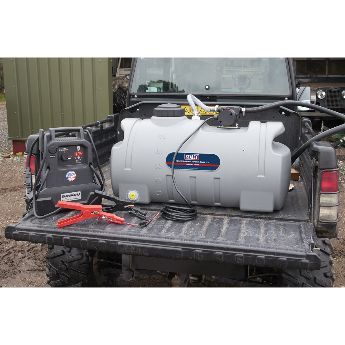 Sealey Portable Diesel Tank 100 Litres 12V Electric Pump 4m Delivery Hose D100T