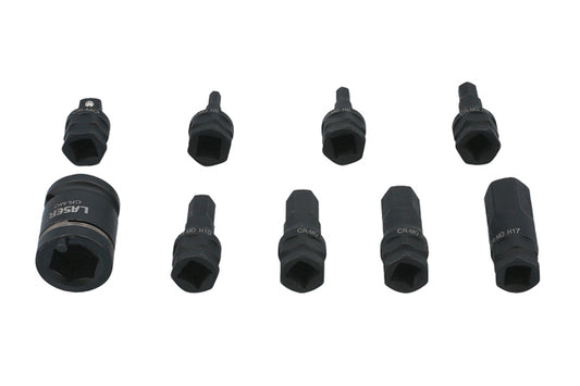 LASER 7977 9Pcs Screwdriver Dual Hex Impact Bit Socket Set 3/8" 1/2" Drive CrMo