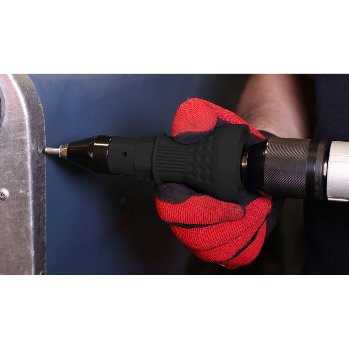 Sealey Riveter Adaptor Drill Powered With 2.4 3.2 4 & 4.8mm Nozzles DRA01