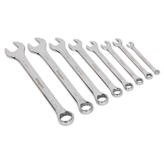 Sealey Whitworth Combination Spanner Set 8 Pieces Chrome Vanadium Steel S0870